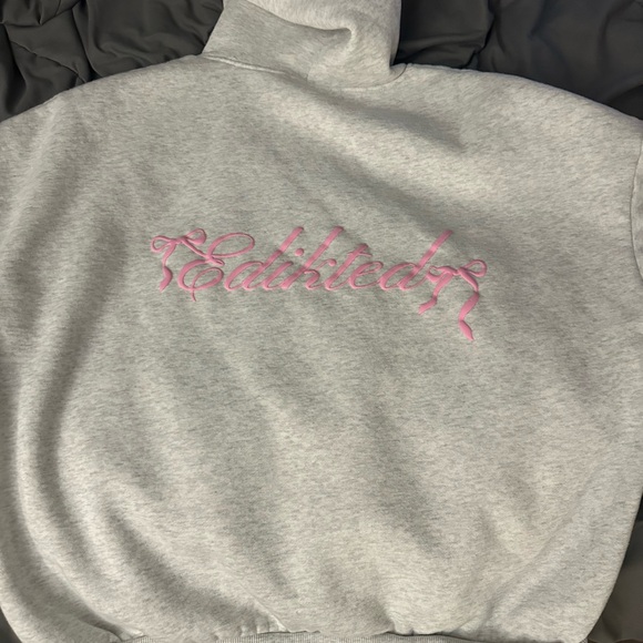 Edikted Light Gray Hoodie with Pink Bow Detail - Picture 4 of 5